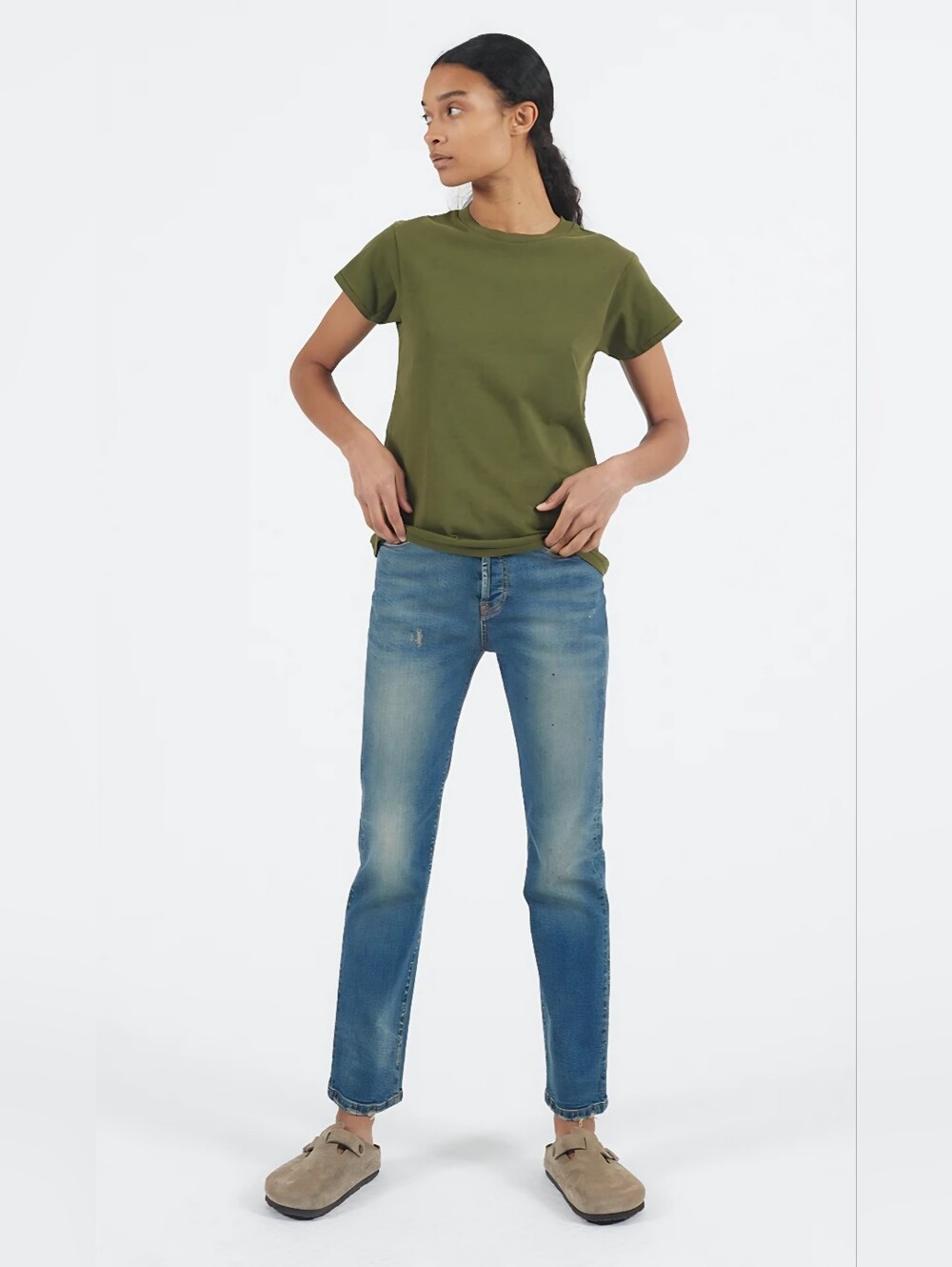 6397 Womens Jeans 26 Shorty NP029 Dark Used Blue High Rise Button Fly Italy Made